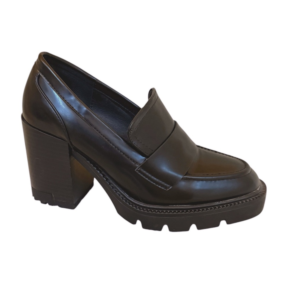Madden Girl Black Chunky Heel Loafers